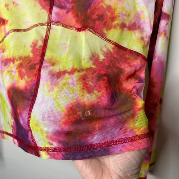 Club Exx Long Sleeve Mesh Crop and Matching Mini Skirt Tie Dye Pink Yellow Red L - Picture 5 of 13